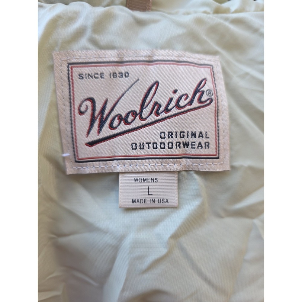 Woolrich Womens Large Full Zip Fleece Jacket USA Cinch Waist Hooded Leaves - Picture 4 of 10